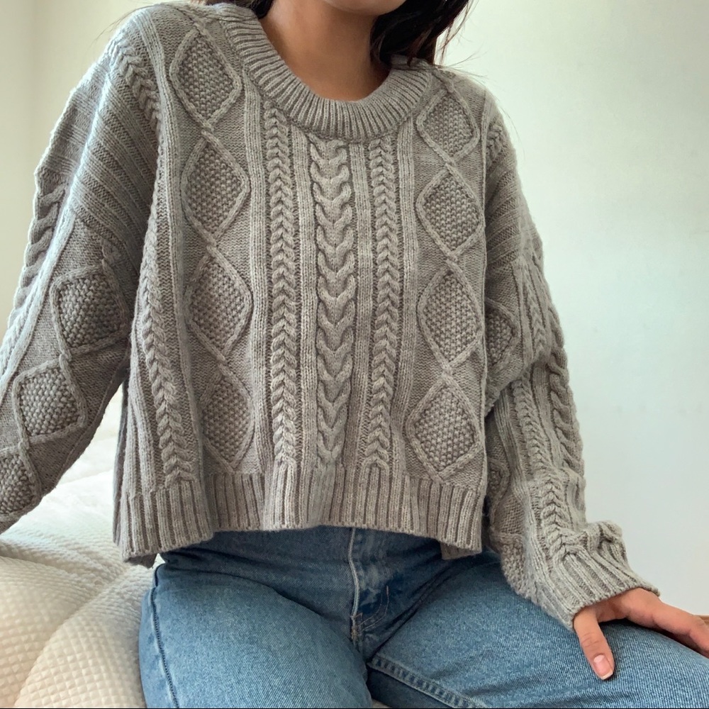 Chunky Gray Knit Sweater